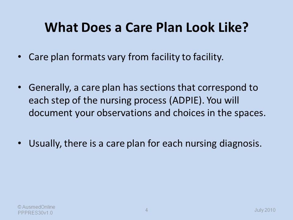 how do you write a nursing care plan